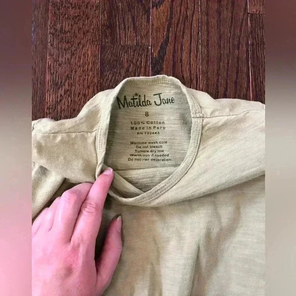 Matilda Jane Girls 8 Olive Green 100% Cotton Long-Sleeve Tunic Blouse - VGUC! - Picture 3 of 5